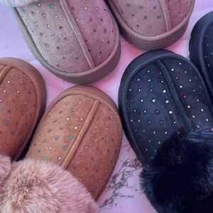 Pantufla beige pedrería colores