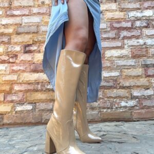 Bota maquillaje charol arrugado