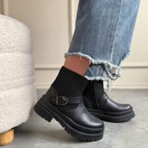Botin negro con resorte