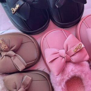 Pantufla rosa moño