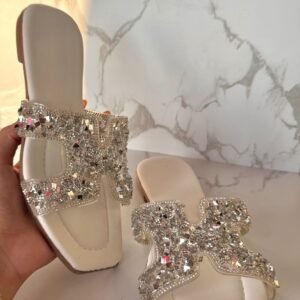 Sandalias pedreria blanca hermes