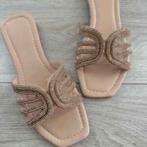 Sandalia oro rosado con brillos