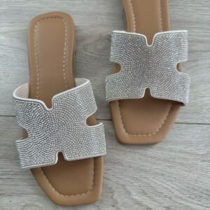 Sandalia H con cristales plata