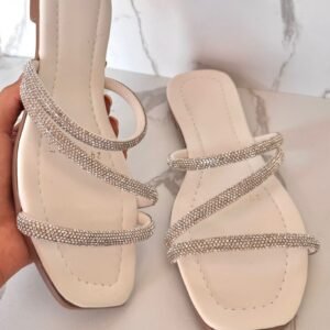 Sandalia tiras cristal blanca