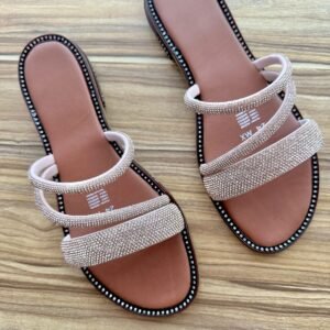 Sandalia brillos oro rosado