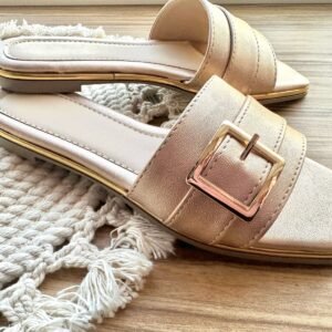 Sandalia hebilla oro rosado