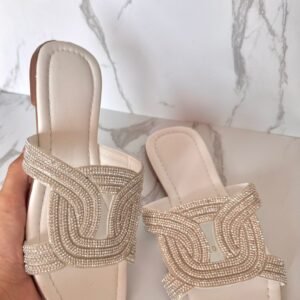 Sandalia circulo tornasol blanca