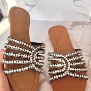 Sandalia brillos negra