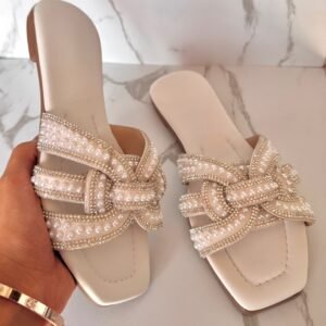 Sandalia perlas plata