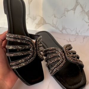 Sandalia brillos negra