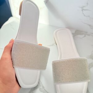 Sandalia brillos blanco