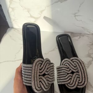 Sandalia pedreria negra