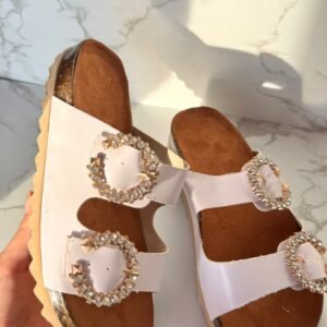Sandalia corcho 2 hebillas blanca