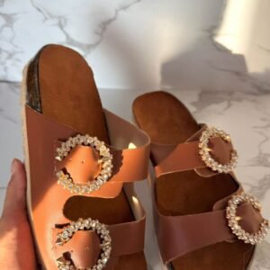 Sandalia corcho 2 hebillas café