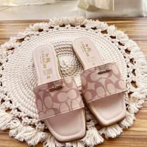 Sandalia coach café claro letras café fuerte