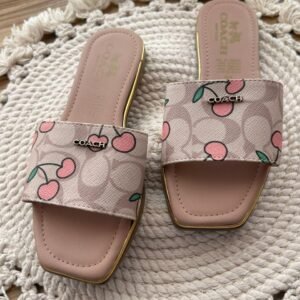 Sandalia coach blanca letras colores