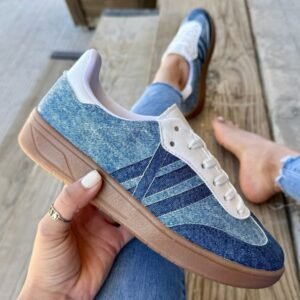 Tenis mezclilla con lineas blancas