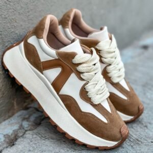 Tenis plataforma cafes/blanco