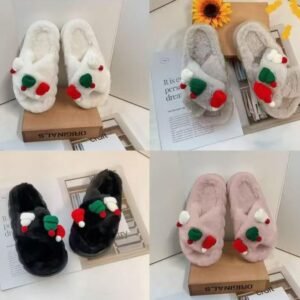 Pantufla navideña blanca